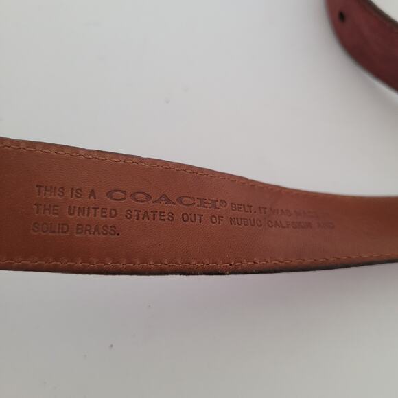Vintage COACH Eggplant Nubuc Calfskin Leather Belt Solid Brass Buckle Made in